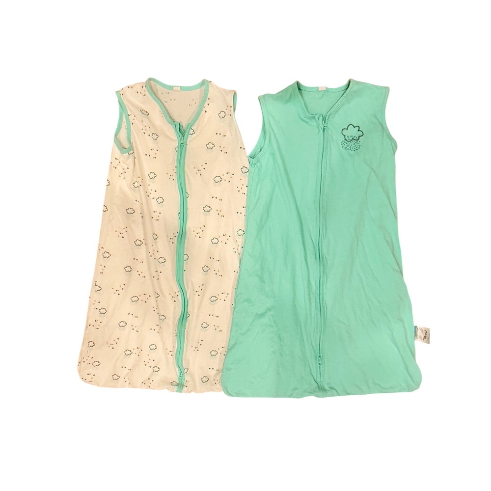 Tillyou‎ 2 Pack Cloud Print Mint Green Baby Sleep Sacks Wearable Blankets